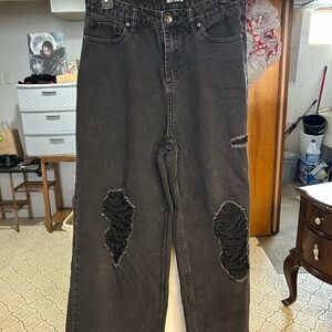 Hot Topic Black Distressed Relaxed Jeans